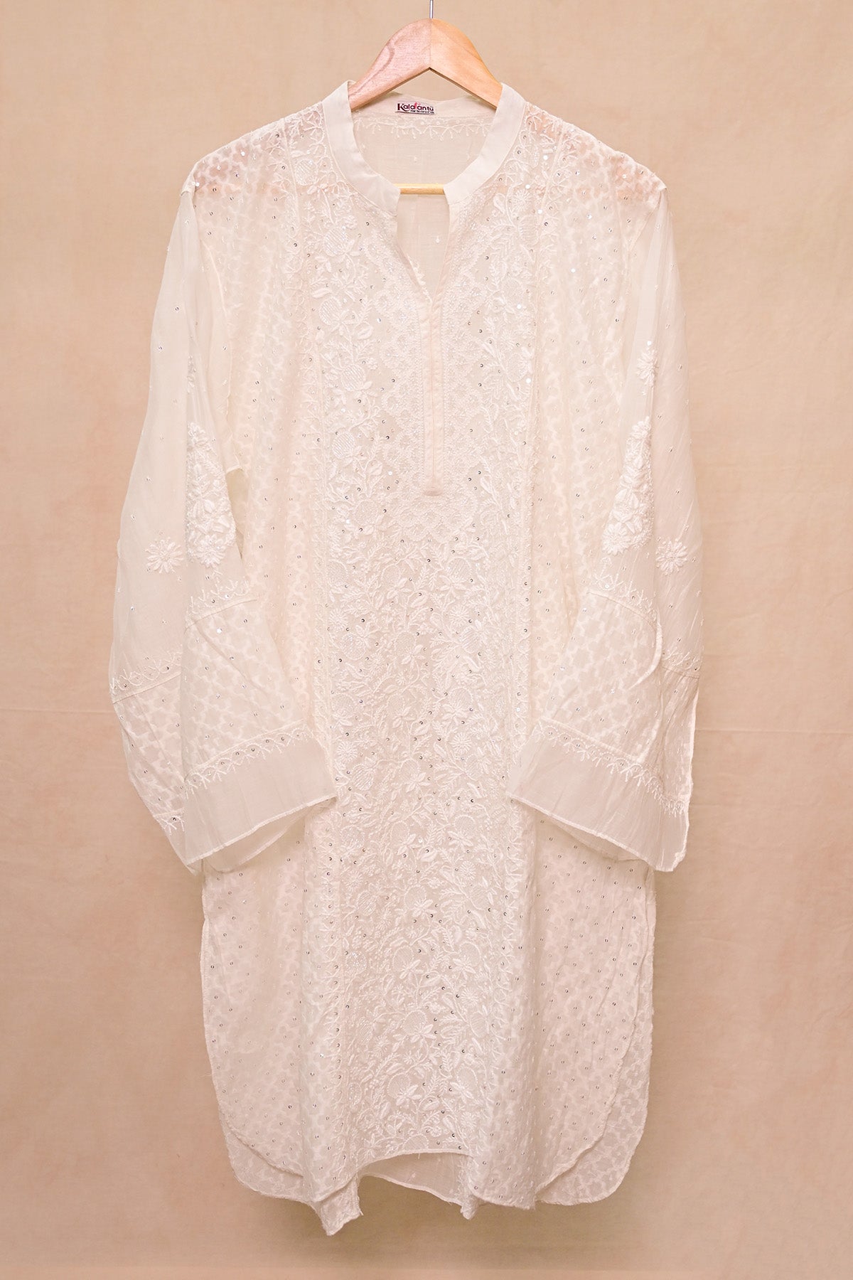 Off White Chanderi Chikankari Co-ord set