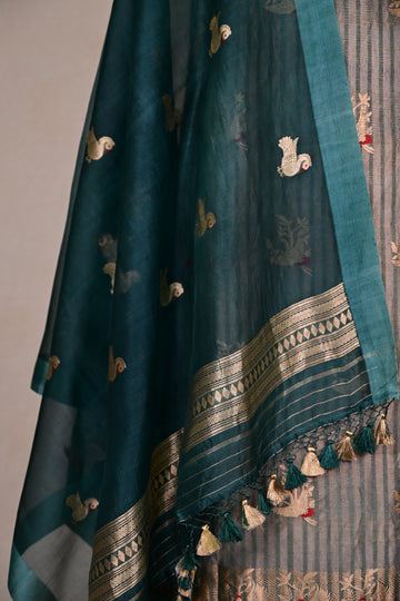 Emerald Green Kora Tissue Banarasi Suit