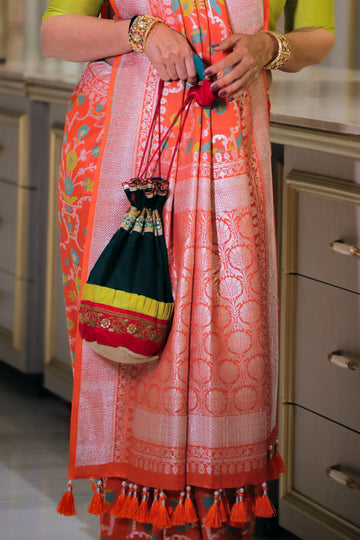 Orange Tussar Georgette Banarasi Saree