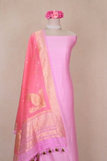 Light Lavender Pink Chanderi Silk Banarasi Suit