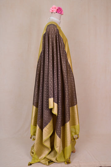 Parrot Green Chanderi Silk Banarasi Suit