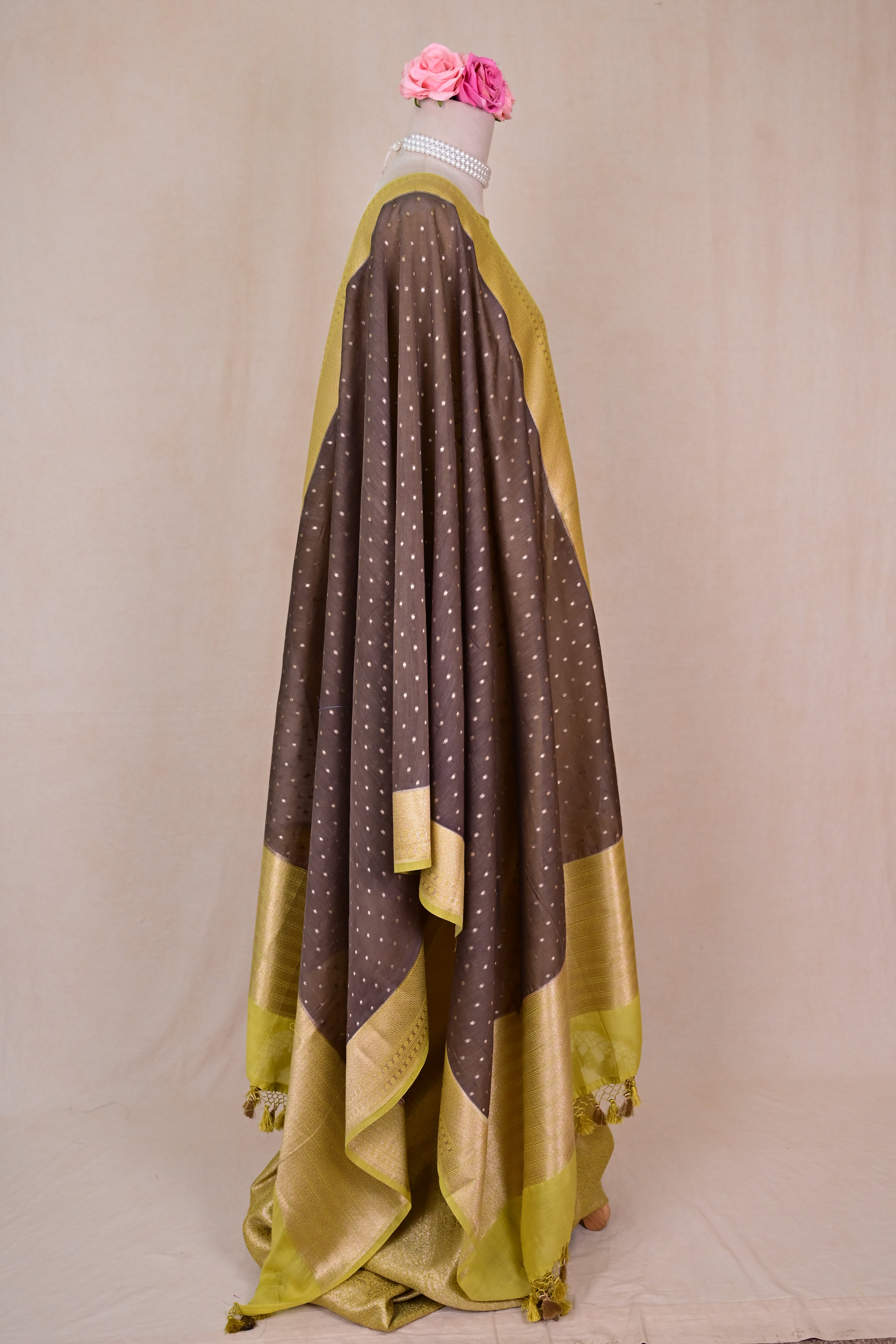 Parrot Green Chanderi Silk Banarasi Suit