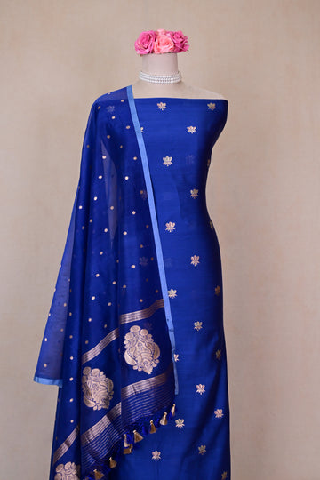 Royal Blue Chanderi Silk Banarasi Suit