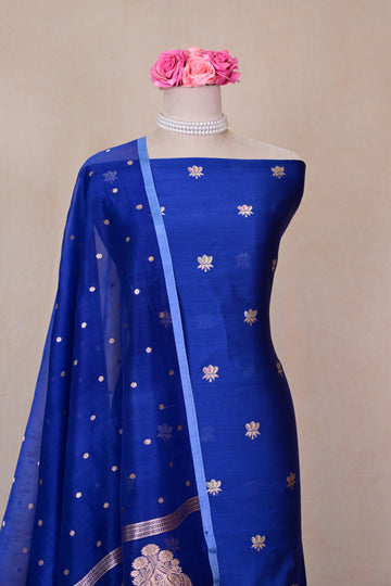 Royal Blue Chanderi Silk Banarasi Suit