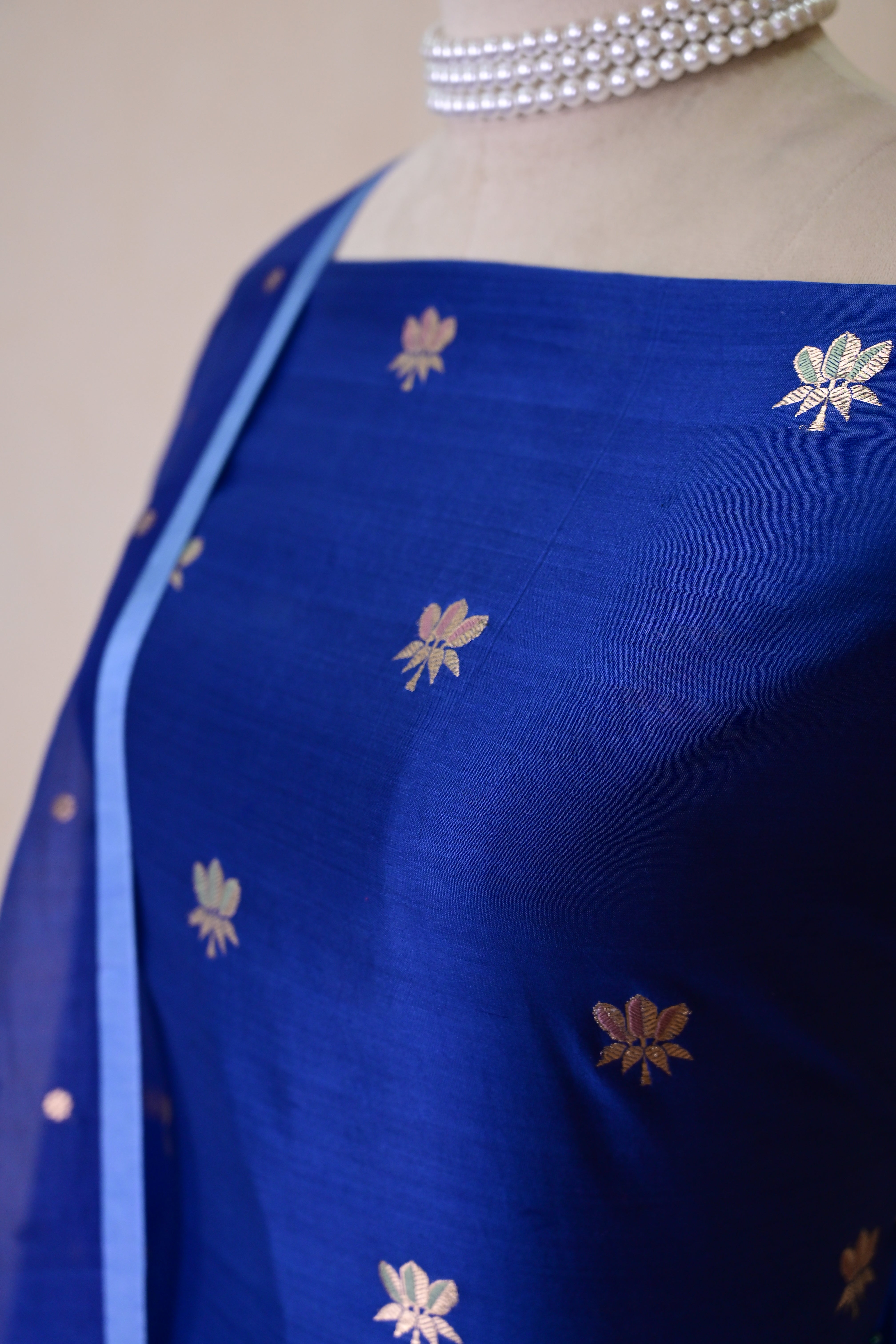Royal Blue Chanderi Silk Banarasi Suit