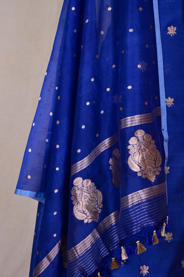 Royal Blue Chanderi Silk Banarasi Suit