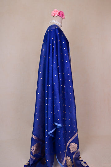 Royal Blue Chanderi Silk Banarasi Suit