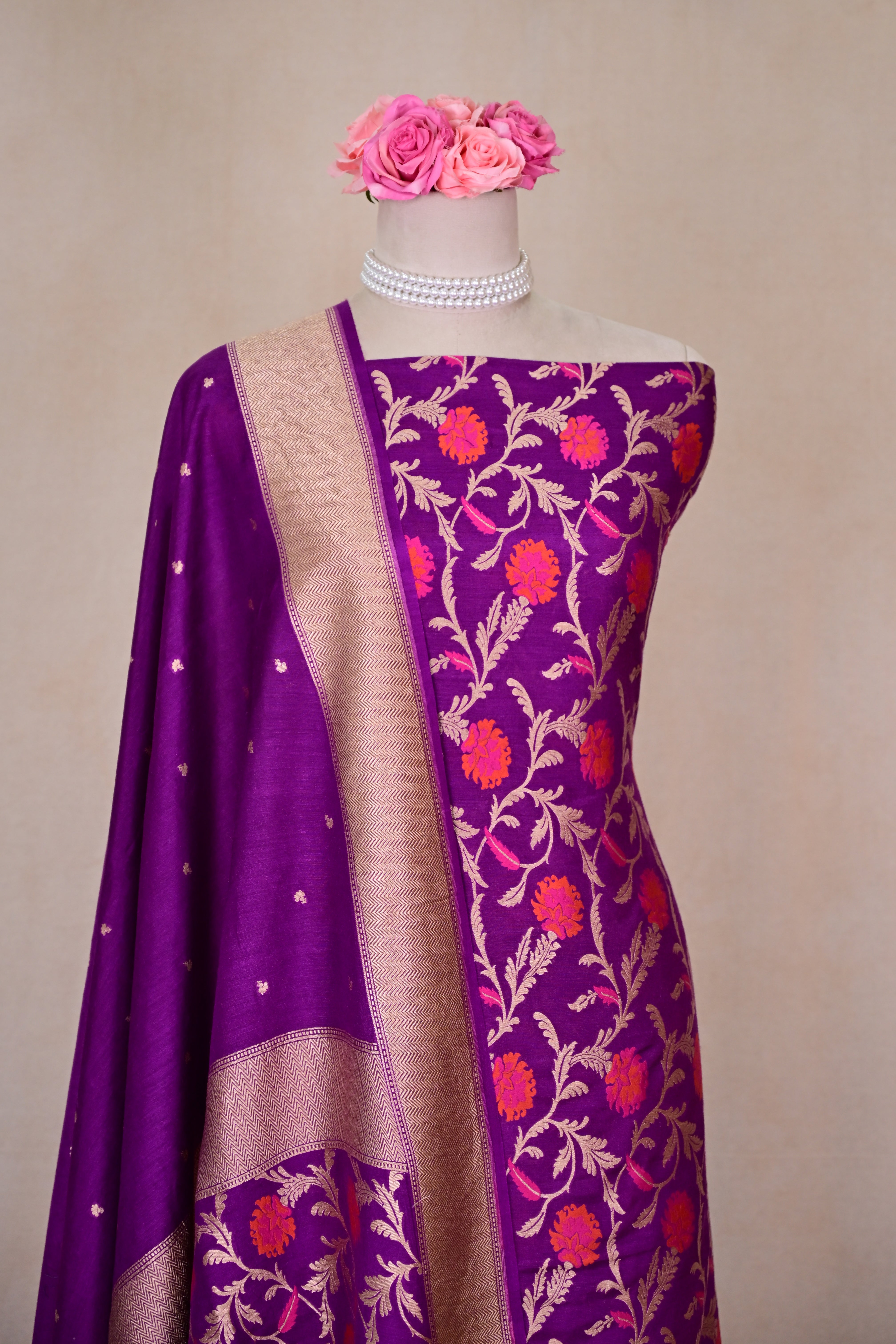 Royal Purple Banarasi Moonga Suit
