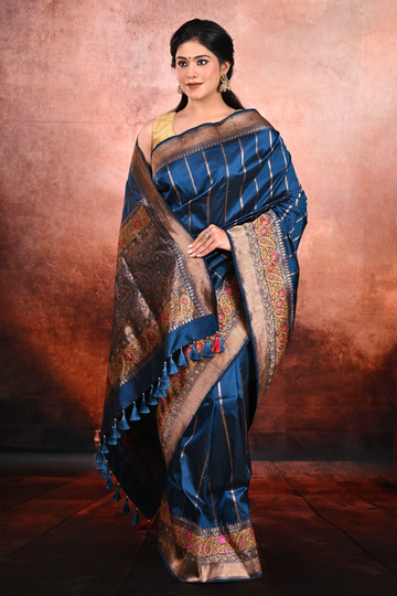 Twilight Indigo Katan Silk Banarasi Saree